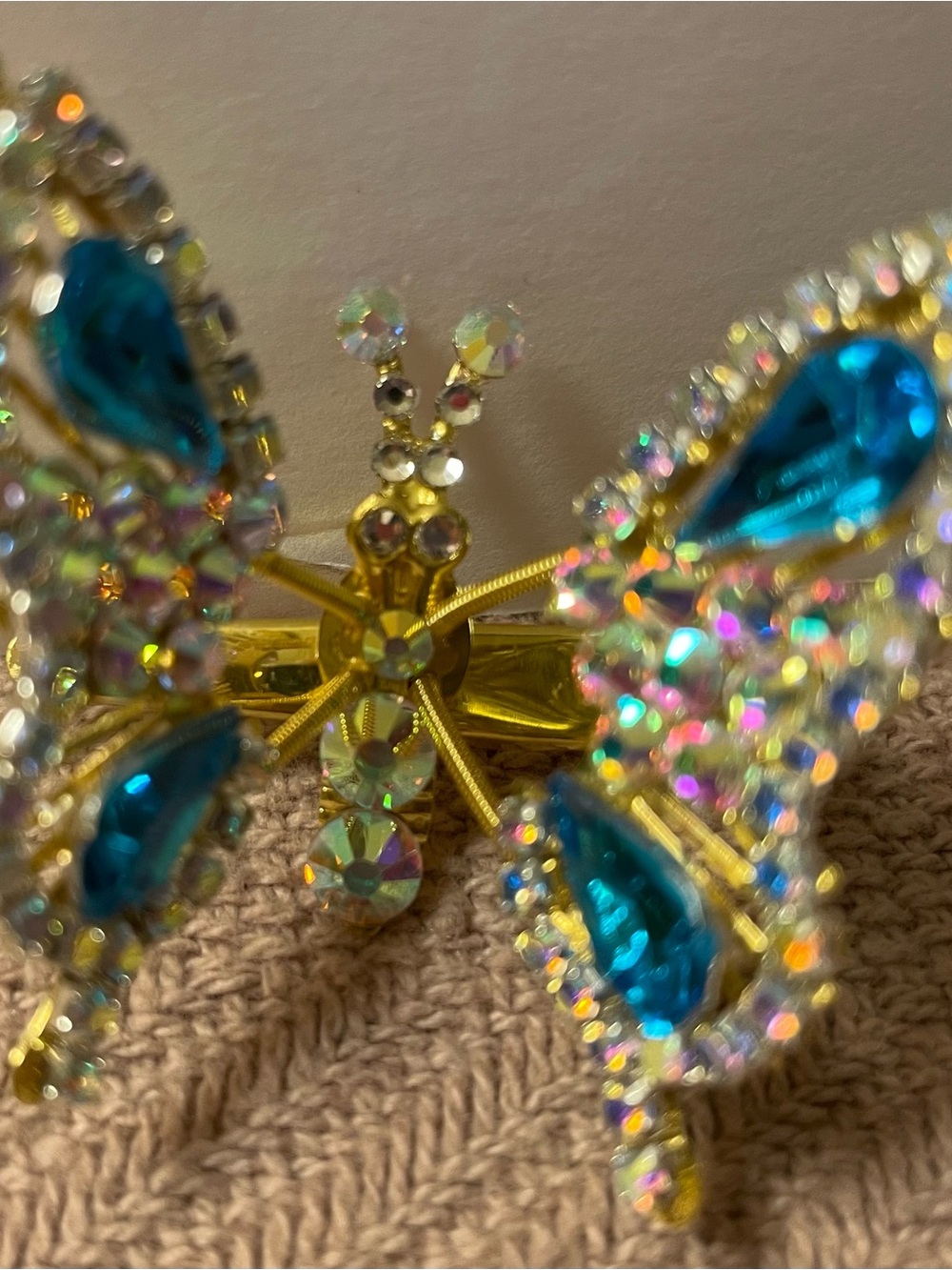 Crystal Butterfly Hair Clip in Blue and Gold